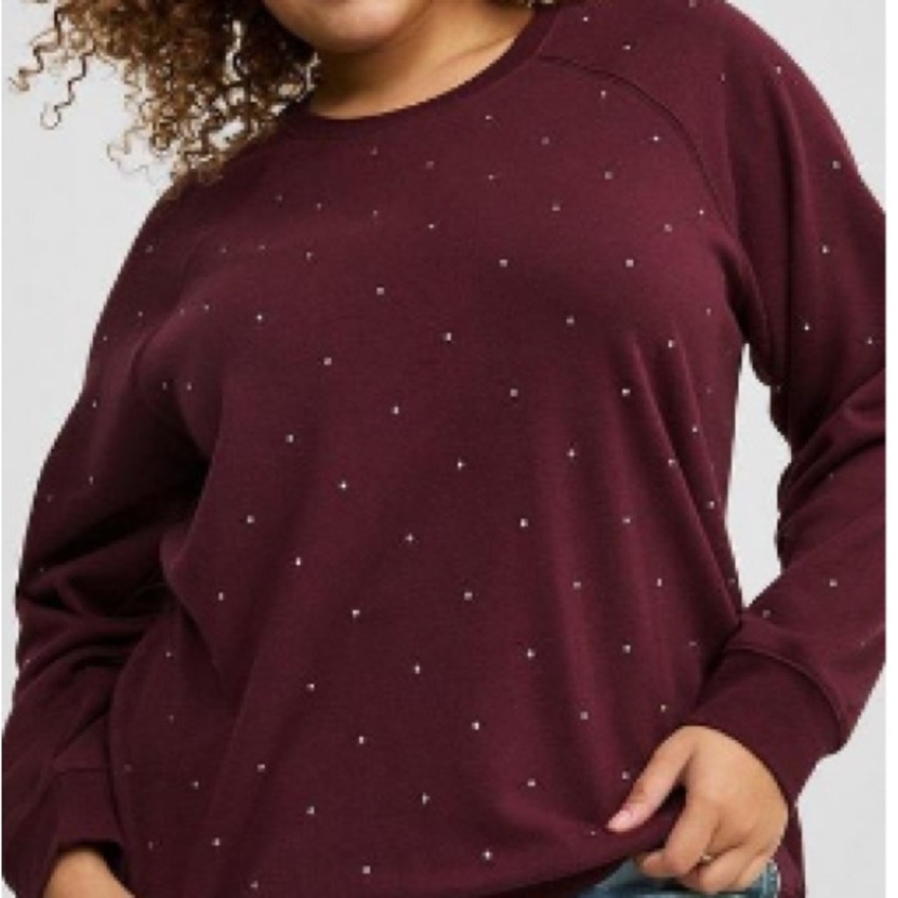 Torrid Burgundy Sweatshirt with Silver Accents